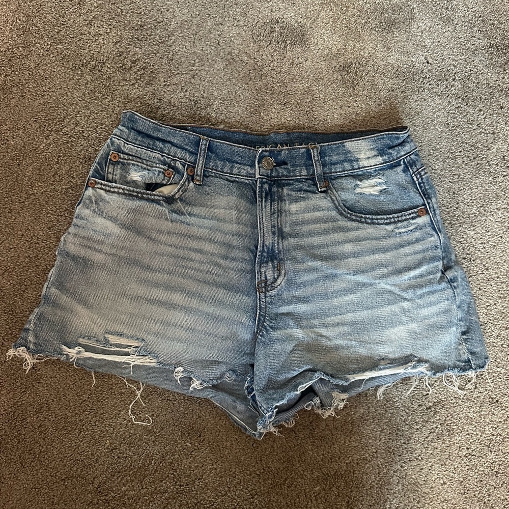 American Eagle Outfitters Light Blue Distressed Jean Shorts